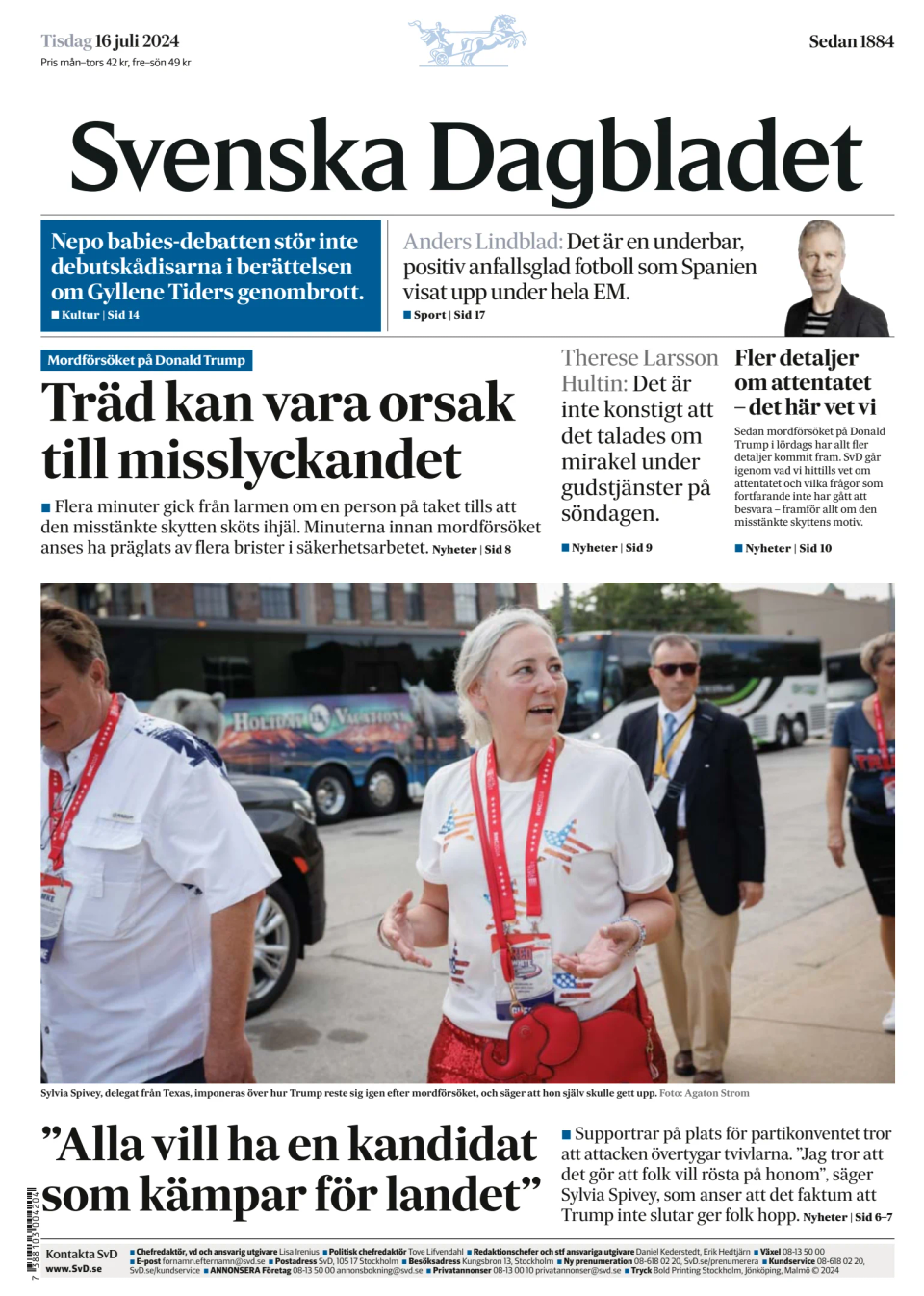 Prima-pagina-Svenska Dagbladet-edizione-di-oggi-20240716